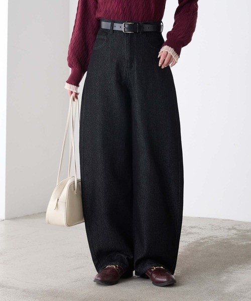BONLECILL(ボンルシール)の「【デニムJKとセットアップ対応】ハイウエストバレルデニムパンツ(デニムパンツ・レディース・ネイビー/ブラック・M/S/L)」の18枚目の写真