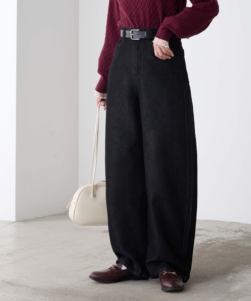 BONLECILL(ボンルシール)の「【デニムJKとセットアップ対応】ハイウエストバレルデニムパンツ(デニムパンツ・レディース・ネイビー/ブラック・M/S/L)」の19枚目の写真