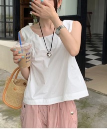 バックリボンノースリーブブラウス