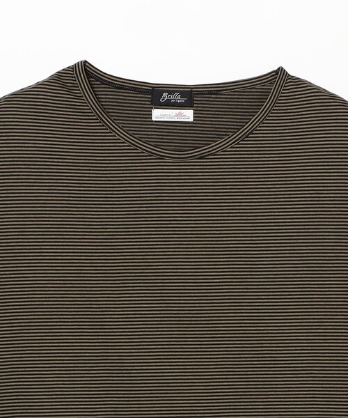 BRILLA per il gusto（ブリッラペルイルグースト）の「アルビニ マイクロ ボーダーTシャツ（Tシャツ/カットソー・メンズ・オリーブ/ブラック・SMALL/LARGE/X-LARGE/MEDIUM）」の7枚目の写真