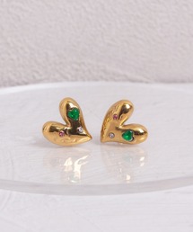 カラフルビジューハートピアス【アレルギー対応】