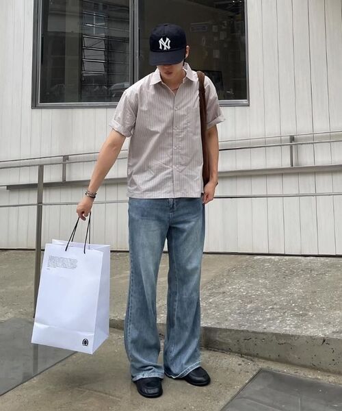 COSTUME O’CLOCK（コスチュームオクロック）の「[COCLXサック型] ストライプセミクロップショートスリーブシャツ 2カラー COOSSH205（シャツ/ブラウス・メンズ・ホワイト/Beige・LARGE/MEDIUM/SMALL）」の9枚目の写真