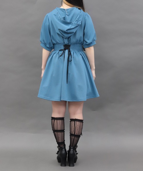 NIBBLE POISON(ニブルポイズン)の「フーディーカットミニOP(ワンピース・レディース・ブラック/ブルーグリーン・MEDIUM)」の5枚目の写真