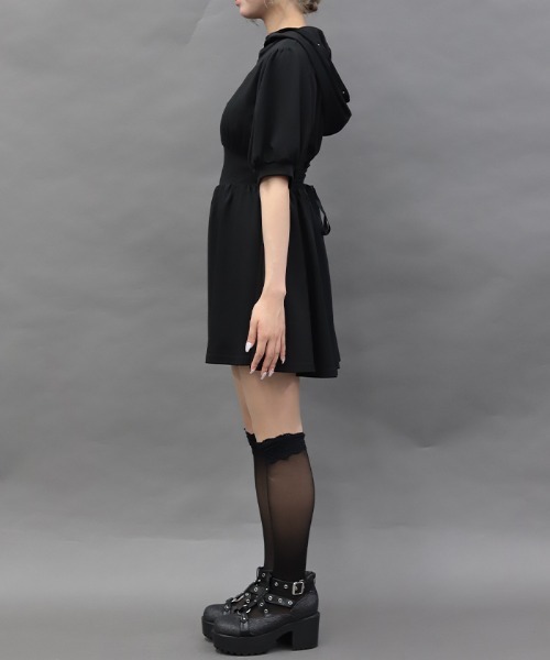 NIBBLE POISON(ニブルポイズン)の「フーディーカットミニOP(ワンピース・レディース・ブラック/ブルーグリーン・MEDIUM)」の6枚目の写真