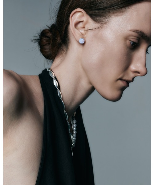 quip queint（クイップクエイント）の「【quip queint】orbit pierce onyx/オービット ピアス オニキス  ムーンストーン（ピアス（両耳用）・レディース・シルバー×オニキス/ストーン・FREE）」の10枚目の写真