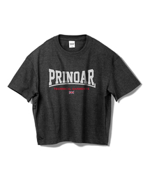 ボウタイロゴ01 セミクロップ 半袖Tシャツ - チャコール