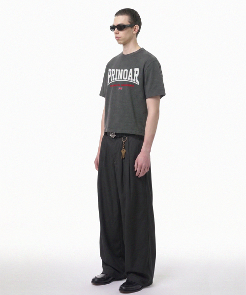 PRINOAR(プリノア)の「ボウタイロゴ01 セミクロップ 半袖Tシャツ - チャコール(Tシャツ/カットソー・レディース・チャコール・MEDIUM/LARGE/SMALL)」の4枚目の写真