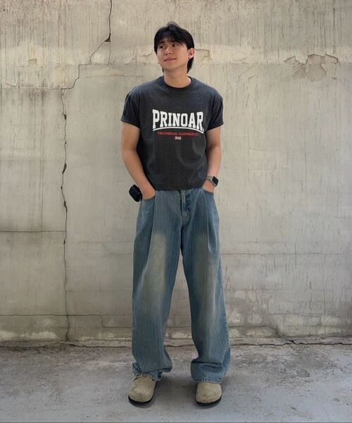 PRINOAR(プリノア)の「ボウタイロゴ01 セミクロップ 半袖Tシャツ - チャコール(Tシャツ/カットソー・レディース・チャコール・MEDIUM/LARGE/SMALL)」の6枚目の写真