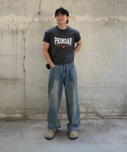 PRINOAR(プリノア)の「ボウタイロゴ01 セミクロップ 半袖Tシャツ - チャコール(Tシャツ/カットソー・レディース・チャコール・MEDIUM/LARGE/SMALL)」の7枚目の写真