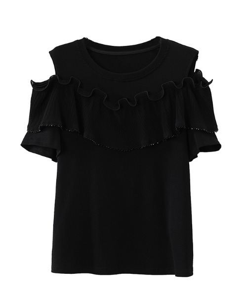 LUCPY（ラクピー）の「フリルオープンショルダートップス（その他トップス・レディース・ブラック・LARGE/XXX-LARGE/XX-LARGE/X-LARGE）」の6枚目の写真