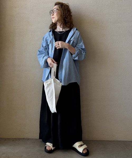 JOURNAL STANDARD LUXE(ジャーナルスタンダード ラックス)の「【ARMEN】LINEN PLAIN BOAT NECK DRESS(ワンピース・レディース・ブラック・1)」の5枚目の写真