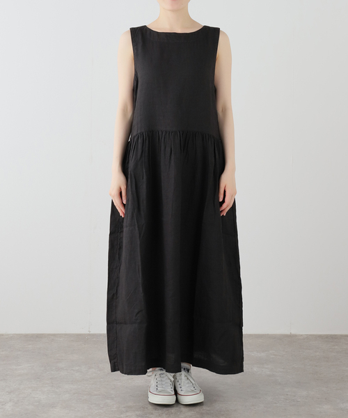 JOURNAL STANDARD LUXE(ジャーナルスタンダード ラックス)の「【ARMEN】LINEN PLAIN BOAT NECK DRESS(ワンピース・レディース・ブラック・1)」の7枚目の写真