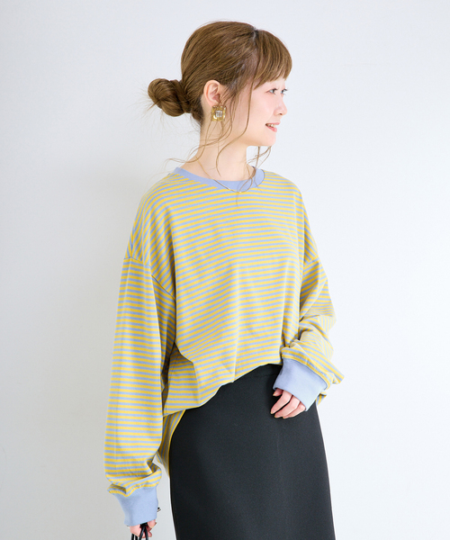 B.C STOCK(ベーセーストック)の「《追加9》【WEB限定】ウォッシャブル / ボーダーロンTEE(Tシャツ/カットソー・レディース・パープル系その他/ブラック系その他/グリーン/ブルー/イエロー/ピンク/パープル・FREE)」の18枚目の写真