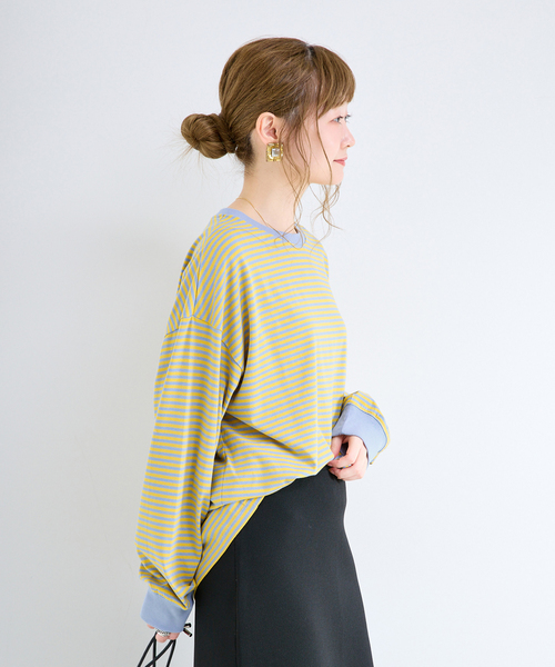 B.C STOCK(ベーセーストック)の「《追加9》【WEB限定】ウォッシャブル / ボーダーロンTEE(Tシャツ/カットソー・レディース・パープル系その他/ブラック系その他/グリーン/ブルー/イエロー/ピンク/パープル・FREE)」の19枚目の写真