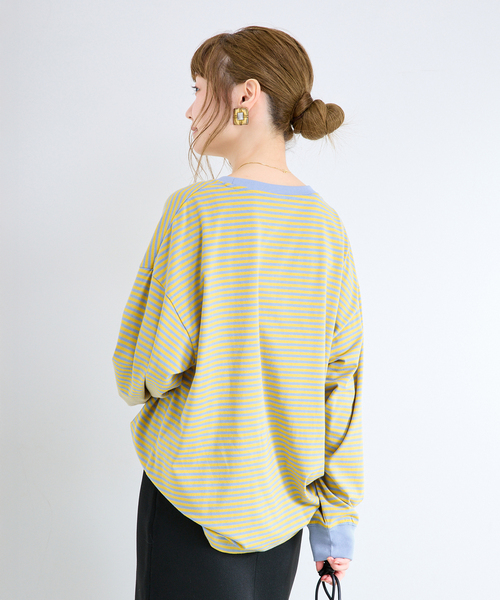 B.C STOCK(ベーセーストック)の「《追加9》【WEB限定】ウォッシャブル / ボーダーロンTEE(Tシャツ/カットソー・レディース・パープル系その他/ブラック系その他/グリーン/ブルー/イエロー/ピンク/パープル・FREE)」の20枚目の写真