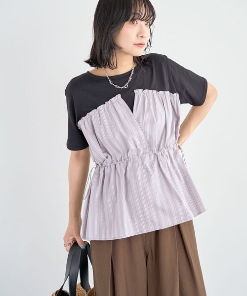 Green Parks(グリーンパークス)の「ビスチェドッキングカットプルオーバー(Tシャツ/カットソー・レディース・グレー系その他2/ブルー系その他6/ブラック/カーキ・FREE)」の2枚目の写真
