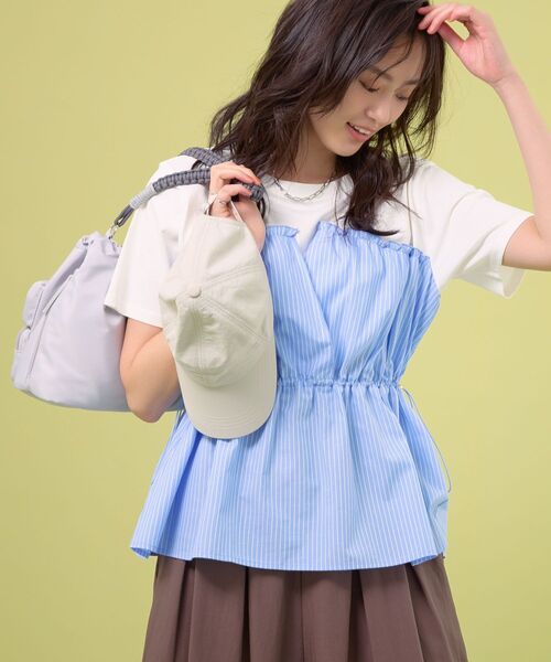 Green Parks(グリーンパークス)の「ビスチェドッキングカットプルオーバー(Tシャツ/カットソー・レディース・グレー系その他2/ブルー系その他6/ブラック/カーキ・FREE)」の4枚目の写真
