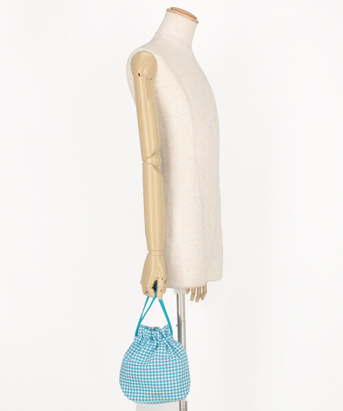 GANNI(ガニー)の「GANNI/ガニー Pouch Printed Nylon / ギンガムチェック プリント ナイロン ポーチ【限定展開】(ショルダーバッグ・レディース・サックスブルー・ONE SIZE)」の2枚目の写真