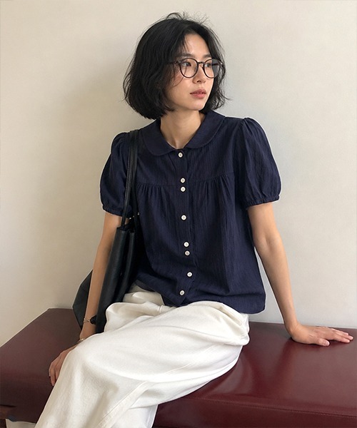 GENERAL IDEA — блуза с круглым воротником и пышными рукавами (PUFF BLOUSE)
