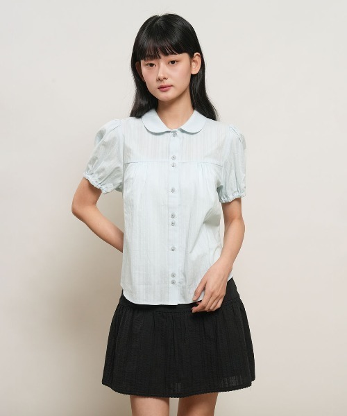 GENERAL IDEA（ジェネラルアイデア）の「【GENERAL IDEA】ラウンドカラーパフブラウス / ROUND COLLAR PUFF BLOUSE（シャツ/ブラウス・レディース・クリーム/スカイブルー/ホワイト/ネイビー・S/L/M）」の17枚目の写真