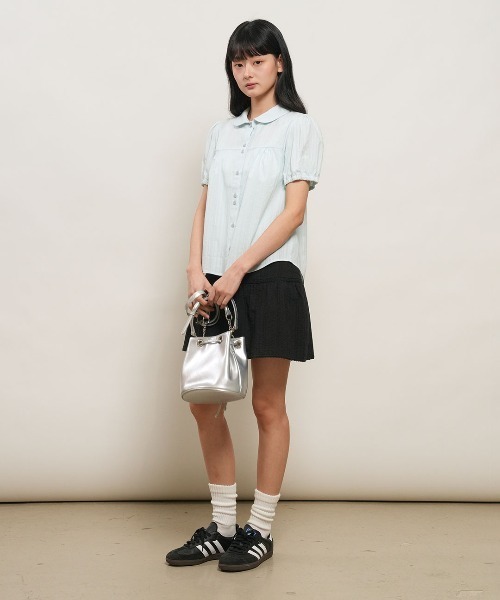 GENERAL IDEA（ジェネラルアイデア）の「【GENERAL IDEA】ラウンドカラーパフブラウス / ROUND COLLAR PUFF BLOUSE（シャツ/ブラウス・レディース・クリーム/スカイブルー/ホワイト/ネイビー・S/L/M）」の22枚目の写真