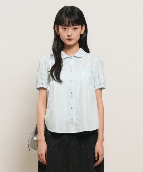 GENERAL IDEA（ジェネラルアイデア）の「【GENERAL IDEA】ラウンドカラーパフブラウス / ROUND COLLAR PUFF BLOUSE（シャツ/ブラウス・レディース・クリーム/スカイブルー/ホワイト/ネイビー・S/L/M）」の18枚目の写真
