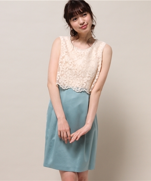 セール Bou ドレス 結婚式 ワンピース ワンピース Jeloud ブージュルード のファッション レースレイヤードワンピース ドレス Bou