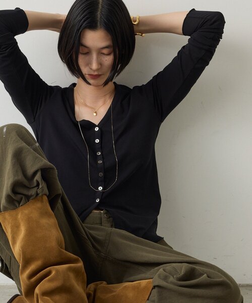 GALLARDAGALANTE（ガリャルダガランテ）の「【La nature linge】 キュプラハイツイストカーデ（Tシャツ/カットソー・レディース・オフホワイト/ブラウン/ブラック・FREE）」の14枚目の写真