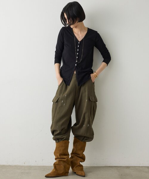 GALLARDAGALANTE（ガリャルダガランテ）の「【La nature linge】 キュプラハイツイストカーデ（Tシャツ/カットソー・レディース・オフホワイト/ブラウン/ブラック・FREE）」の8枚目の写真