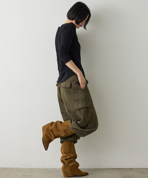 GALLARDAGALANTE（ガリャルダガランテ）の「【La nature linge】 キュプラハイツイストカーデ（Tシャツ/カットソー・レディース・オフホワイト/ブラウン/ブラック・FREE）」の9枚目の写真