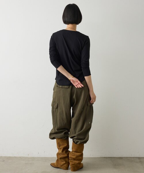 GALLARDAGALANTE（ガリャルダガランテ）の「【La nature linge】 キュプラハイツイストカーデ（Tシャツ/カットソー・レディース・オフホワイト/ブラウン/ブラック・FREE）」の10枚目の写真
