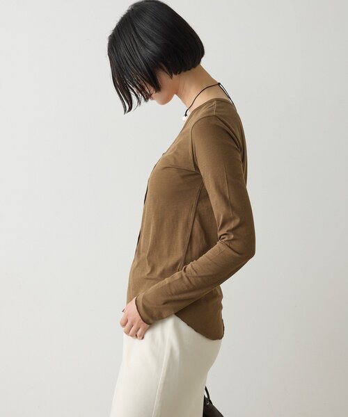 GALLARDAGALANTE（ガリャルダガランテ）の「【La nature linge】 キュプラハイツイストカーデ（Tシャツ/カットソー・レディース・オフホワイト/ブラウン/ブラック・FREE）」の13枚目の写真