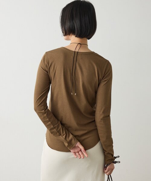 GALLARDAGALANTE（ガリャルダガランテ）の「【La nature linge】 キュプラハイツイストカーデ（Tシャツ/カットソー・レディース・オフホワイト/ブラウン/ブラック・FREE）」の4枚目の写真