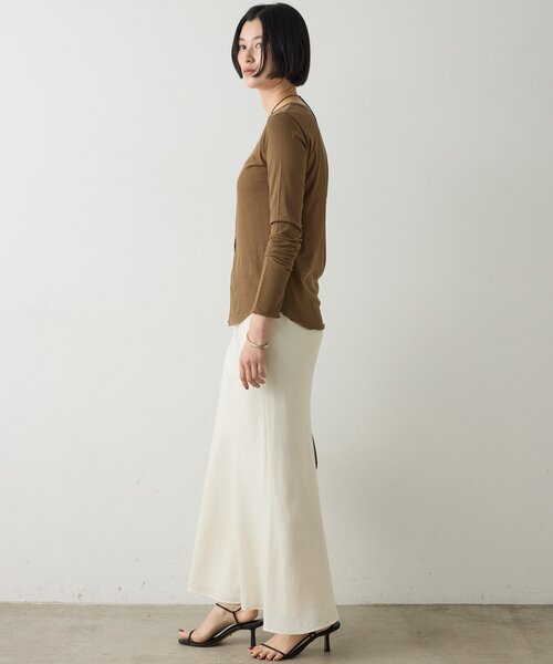 GALLARDAGALANTE（ガリャルダガランテ）の「【La nature linge】 キュプラハイツイストカーデ（Tシャツ/カットソー・レディース・オフホワイト/ブラウン/ブラック・FREE）」の6枚目の写真