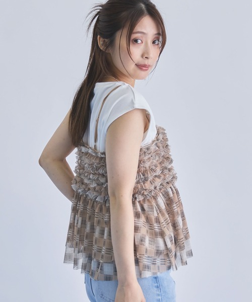 archives(アルシーヴ)の「チェックフリルチュールビスチェ×フレンチTEE SET(アンサンブル・レディース・ブラック/ベージュ/ブラウン・MEDIUM)」の13枚目の写真