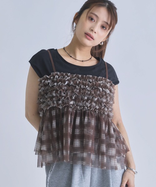 archives(アルシーヴ)の「チェックフリルチュールビスチェ×フレンチTEE SET(アンサンブル・レディース・ブラック/ベージュ/ブラウン・MEDIUM)」の20枚目の写真