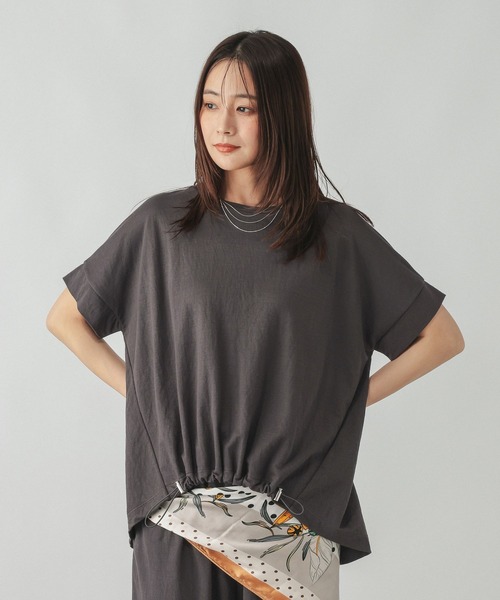GLOBAL WORK(グローバルワーク)の「リネンライク裾ドロスト半袖/636812(Tシャツ/カットソー・レディース・ダークグレー/ブルー系その他7・MEDIUM/LARGE)」の20枚目の写真