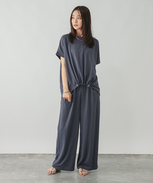 GLOBAL WORK(グローバルワーク)の「リネンライク裾ドロスト半袖/636812(Tシャツ/カットソー・レディース・ダークグレー/ブルー系その他7・MEDIUM/LARGE)」の12枚目の写真