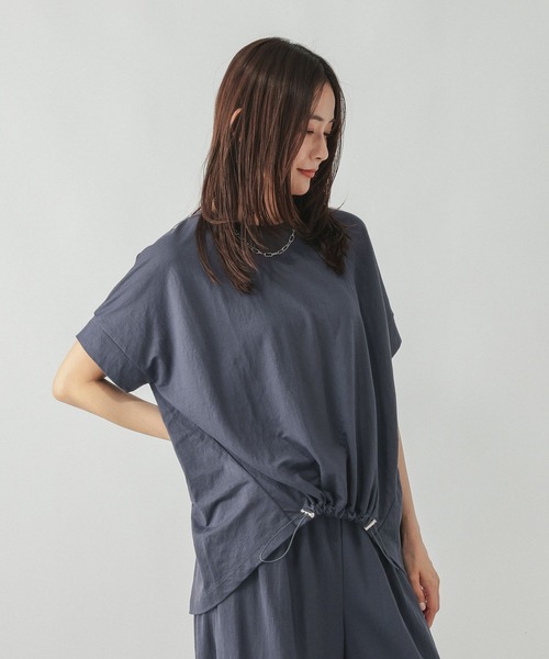 GLOBAL WORK(グローバルワーク)の「リネンライク裾ドロスト半袖/636812(Tシャツ/カットソー・レディース・ダークグレー/ブルー系その他7・MEDIUM/LARGE)」の15枚目の写真