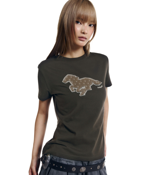 AAKAM（アーカム）の「Sprint Horse Half Top (Khaki)（Tシャツ/カットソー・レディース・その他・1/2/3）」の4枚目の写真