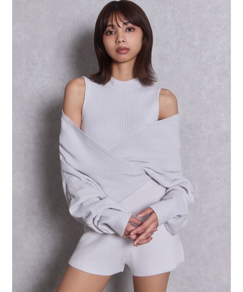 GYDA（ジェイダ）の「アームギャザーレイヤードラメニットロンパース（つなぎ/オールインワン・レディース・チャコールグレー/ライトグレー/ブラック・SMALL/MEDIUM）」の9枚目の写真