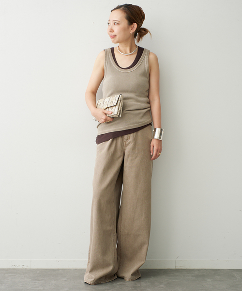 Deuxieme Classe(ドゥーズィエムクラス)の「【AGOLDE / エーゴールドイー】TWISTED POPPY TANK(Tシャツ/カットソー・レディース・ホワイト/ブラウン・FREE)」の17枚目の写真