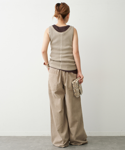 Deuxieme Classe(ドゥーズィエムクラス)の「【AGOLDE / エーゴールドイー】TWISTED POPPY TANK(Tシャツ/カットソー・レディース・ホワイト/ブラウン・FREE)」の4枚目の写真