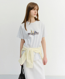 UNISEX APPLIQUE YACHT T-SHIRT_UDTS6B134_LIGHT MELANGE GREY
