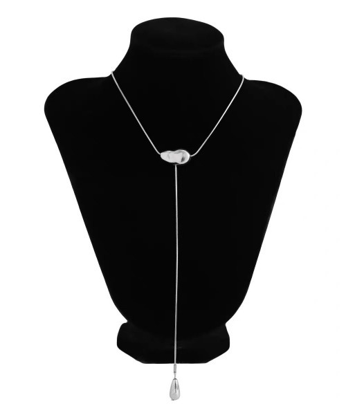 ALWAYS GOOD TIME(オルウェイズグッドタイム)の「【ステンレスチェーン】Y字ドロップネックレス / スライドボール ロングネックレス(ネックレス・レディース・シルバー・FREE)」の5枚目の写真