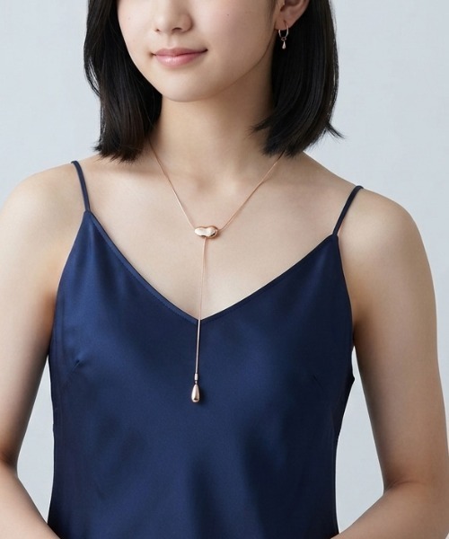 ALWAYS GOOD TIME(オルウェイズグッドタイム)の「【ステンレスチェーン】Y字ドロップネックレス / スライドボール ロングネックレス(ネックレス・レディース・シルバー・FREE)」の9枚目の写真