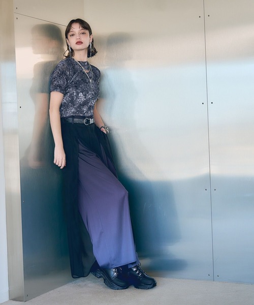 HARE(ハレ)の「フラワーフロッキーカット(HARE)(Tシャツ/カットソー・レディース・カーキ/ネイビー・FREE)」の7枚目の写真