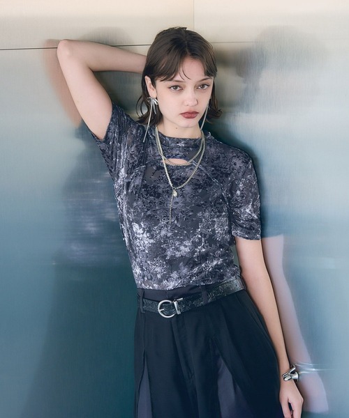 HARE(ハレ)の「フラワーフロッキーカット(HARE)(Tシャツ/カットソー・レディース・カーキ/ネイビー・FREE)」の12枚目の写真