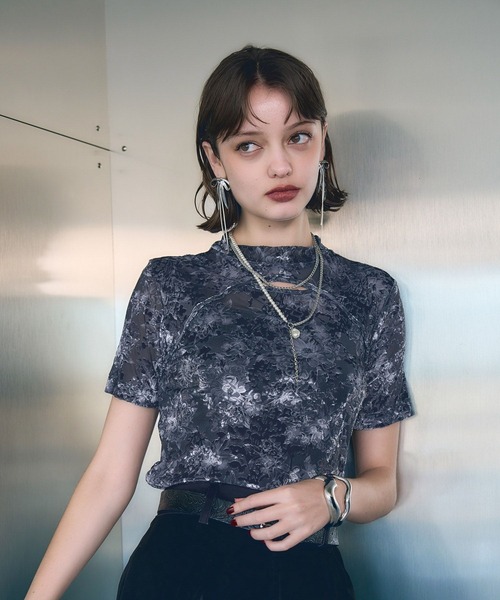HARE(ハレ)の「フラワーフロッキーカット(HARE)(Tシャツ/カットソー・レディース・カーキ/ネイビー・FREE)」の14枚目の写真