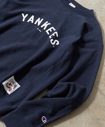 MLB/エムエルビー ×Champion/チャンピオン CREW NECK SHIRT VINTAGE ブランドロゴ スウェット トレーナー リバースウィーブ クルーネックスウェット サイドリブ ヴィンテージ メンズ アメカジ 2026秋服 秋服
